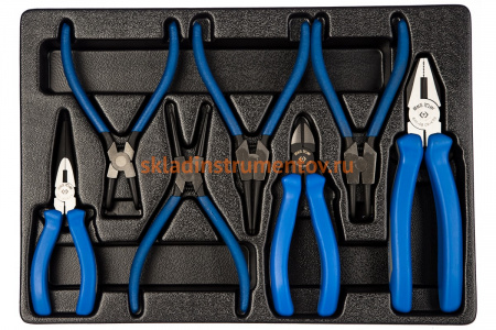 Набор съемников стопорных колец, плоскогубцев и бокорезов KING TONY 7 предметов 9-40207GP