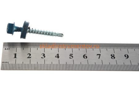 Саморезы Зубр для крепления кровельных материалов к деревянной обрешетке, цвет RAL 5009 небесно-голубой, оцинкованные, 4,8x38мм, 1600шт 4-300310-48-038-5009