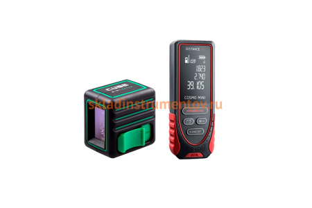 Комплект: лазерный уровень ADA CUBE MINI GREEN + лазерный дальномер ADA COSMO MINI 40 ADA А00627
