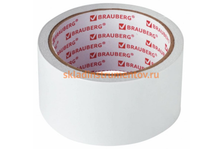 Клейкая двухсторонняя лента BRAUBERG 50 мм х 10 м, бумажная основа 229055