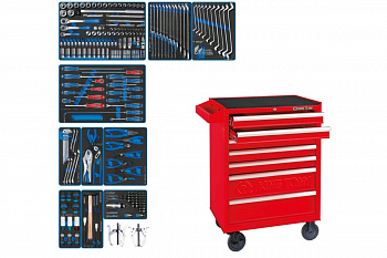 Набор инструментов KING TONY "DRIVE" в красной тележке, 251 предмет 934-251MRV