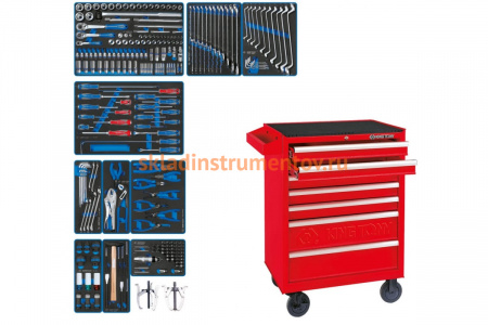 Набор инструментов KING TONY "DRIVE" в красной тележке, 251 предмет 934-251MRV