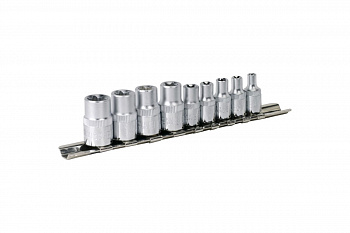 Набор головок 3/8" Е10-Е14; 1/4" Е4-Е8 на планке 9 шт. FORCE 3092