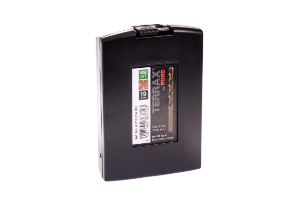 Набор сверл по металлу (19 шт; 1-10 мм; HSSE-Co5) Terrax by RUKO A215214RO