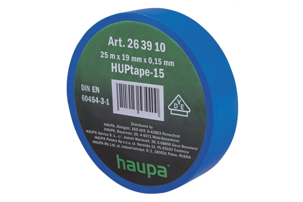 Изолента ПВХ HAUPA 19 мм x 25 м, цвет синий 263910