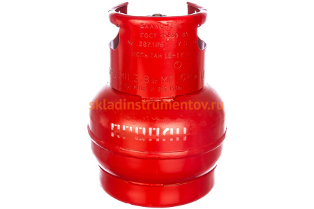 Баллон пропановый 5 л бытовой с вентилем ВБ-2 и воротником для переноски Спец СВ-БАЛ5Н