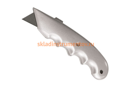 Нож с выдвижным трапециевидным лезвием SANTOOL металлический корпус 020507