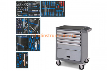 Набор инструментов KING TONY "EFFORT" в серой тележке, 235 предметов 934-235AMG