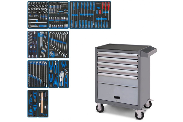 Набор инструментов KING TONY "EFFORT" в серой тележке, 235 предметов 934-235AMG