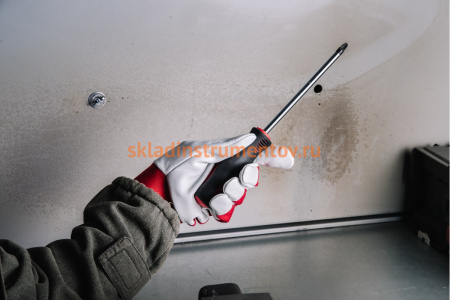 Кожаные перчатки Jeta Safety Mechanic, цвет красный/белый, манжета велкро JLE301-10/XL Кожаные перчатки Jeta Safety Mechanic, цвет красный/белый, манжета велкро JLE301-10/XL