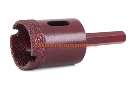 Коронка алмазная вакуумная по камню D28-10W-35L-Ш8 (28х35 мм; хвостовик HEX8 мм) MESSER 06-36-028