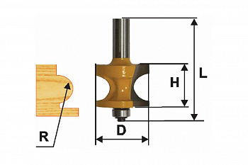 Фреза кромочная полустержневая (41.3 мм; R 12.7 мм; хвостовик 12 мм) Энкор 46478
