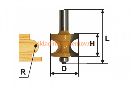 Фреза кромочная полустержневая (41.3 мм; R 12.7 мм; хвостовик 12 мм) Энкор 46478