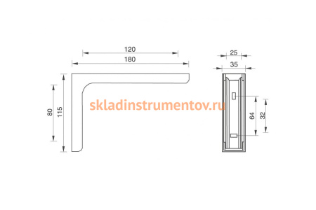 Полкодержатель JET 216 180мм коричневый PR216Q.180DD99