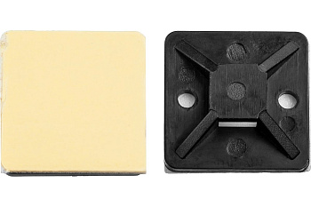 Самоклеющаяся площадка под хомут-стяжку Зубр ПХС черная, 20 x 20 мм, 100 шт, нейлоновая, 30917-20