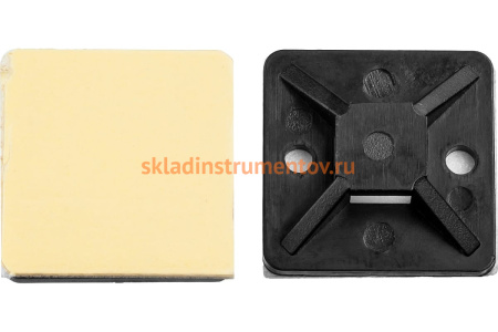 Площадка под хомут-стяжку Зубр ПХС самоклеющаяся черная, 25 x 25 мм, 100 шт, нейлоновая, 30917-25