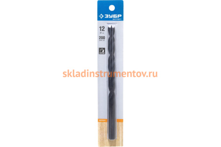Сверло спиральное "КОРОНА" (12х200 мм) по дереву Зубр 29421-200-12