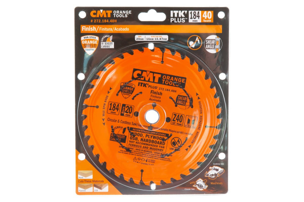 Диск пильный по дереву (184х20/16/15,87х1,7/1,1 мм; Z40) CMT 272.184.40H