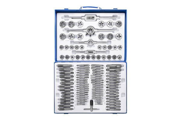 Набор метчиков и плашек AV Steel110 предметов в металлическом кейсе, шт AV-921173