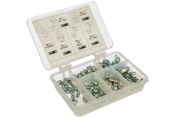 Набор пресс-масленок GFT/KIT/M-80 80 шт. в пластиковом диспенсере GROZ GR43973