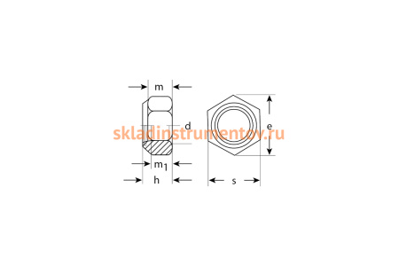 Гайка с нейлоновым кольцом Зубр DIN 985, M14, 5 кг, кл.пр. 6, оцинкованная 303580-14