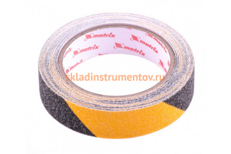 Клейкая противоскользящая лента MATRIX, черно-желтая, 25 мм х 5м, 88717
