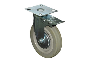 Колесо аппаратное поворотное с тормозом SCGB93 (75 мм; серая мягкая резина) MFK-TORG 5054075М