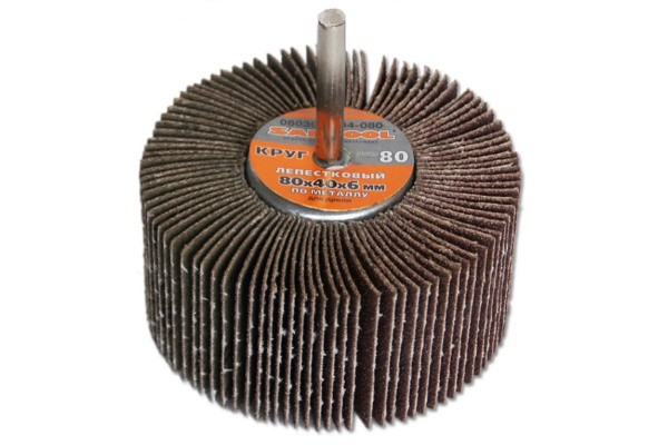 Круг лепестковый по металлу для дрели 80x40x6 мм, P80 SANTOOL 060302-004-080