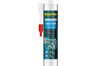 Силиконовый герметик KRAFTOOL KRAFTSIL GX107 AQUA STOP 300 мл, стекольный, прозрачный 41256-2