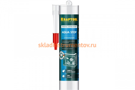 Силиконовый герметик KRAFTOOL KRAFTSIL GX107 AQUA STOP 300 мл, стекольный, прозрачный 41256-2