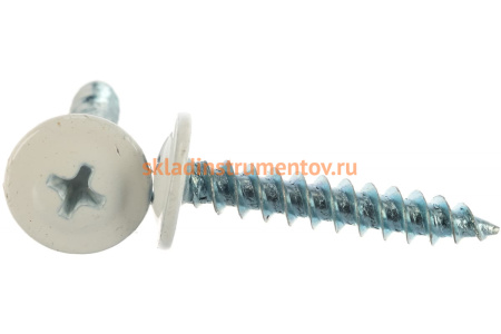 Саморезы с прессшайбой по листовому металлу до 0,9 мм Зубр RAL-9003, PH2 4,2х25 мм 400шт 300191-42-025-9003