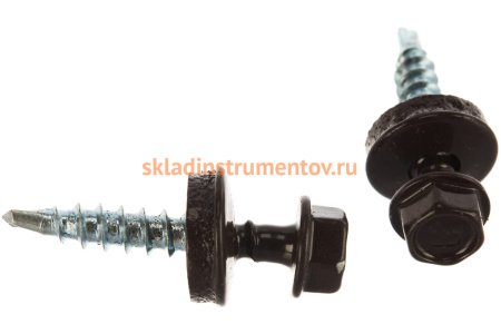 Саморезы для крепления кровельных материалов к деревянной обрешетке Зубр цвет RAL 8017 (шокол.-коричн.), оцинк., 4,8x29 мм, 2500 шт 4-300310-48-029-8017