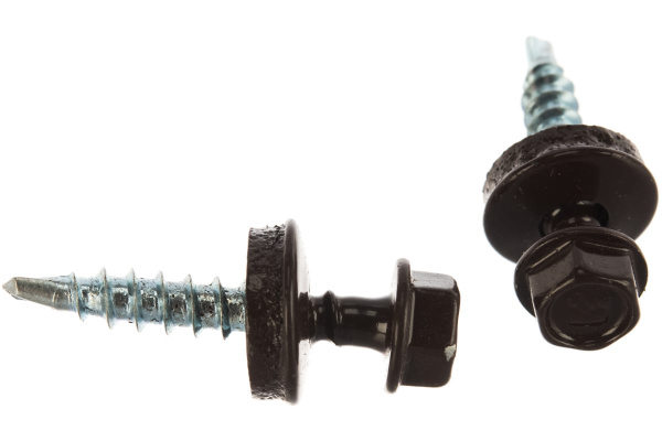 Саморезы для крепления кровельных материалов к деревянной обрешетке Зубр цвет RAL 8017 (шокол.-коричн.), оцинк., 4,8x29 мм, 2500 шт 4-300310-48-029-8017