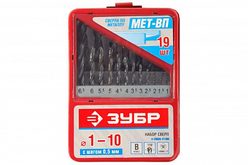 Набор сверл «ТЕХНИК» (19 шт; Р4М2; В1) по металлу Зубр 4-29605-H19-M