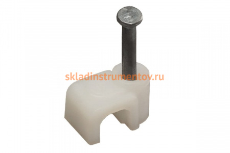 Прямоугольная скоба с гвоздем Зубр для крепления кабеля 5мм, 50шт 45112-05