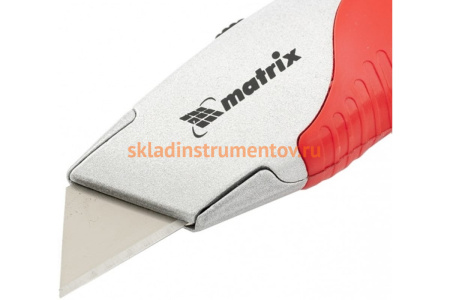 Нож 18мм, выдвижное трапециевидное лезвие, эргономичная двухкомпонентная рукоятка MATRIX 78926