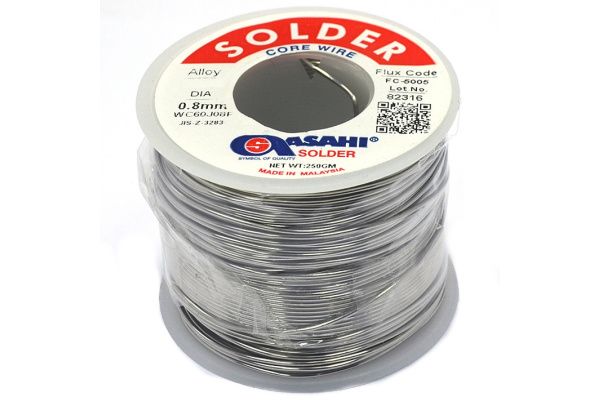 Припой (0.8 мм, 0.25 кг, Sn63/Pb37, FC5005 флюс RMA) ASAHI 00-00000068