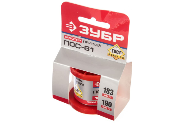 Припой ПОС 61 (2 мм; 100 г; проволока) Зубр 55450-100-20