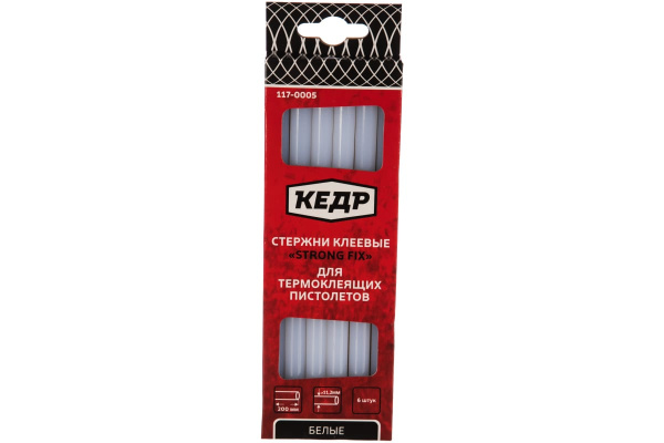Стержни клеевые белые (11 мм; 20 см; 6 шт.) КЕДР 117-0005 54893