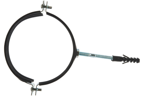 Сантехнический хомут для труб СИБРТЕХ 135-143, резиновый уплотнитель, шпилька+дюбель, 1 шт. 48174