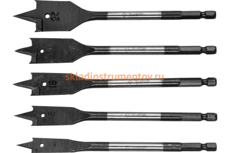 Набор перовых сверл по дереву 5 шт d=12-25 мм, с боковыми подрезателями Мастер Зубр 29505H5_z01