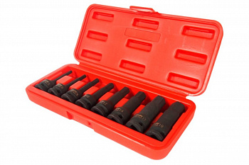 Набор ударных бит-головок 1/2" HEX H5-19 мм, длина 78 мм, в кейсе (8 предметов) JTC J408LH