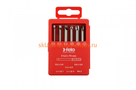 Набор бит SL/Z +/- Industrial 73 мм в кейсе, 6 шт. Felo 03192716