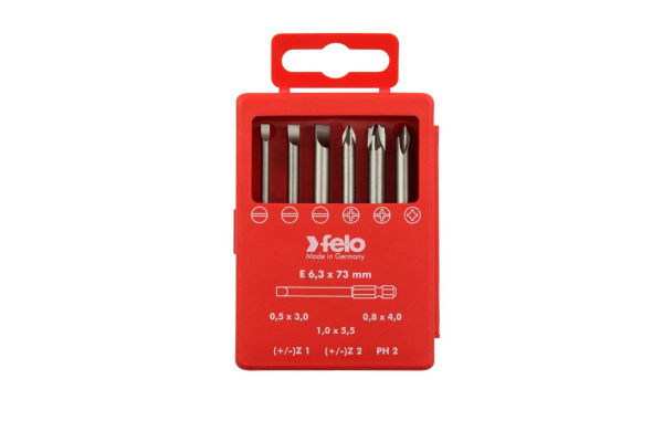 Набор бит SL/Z +/- Industrial 73 мм в кейсе, 6 шт. Felo 03192716