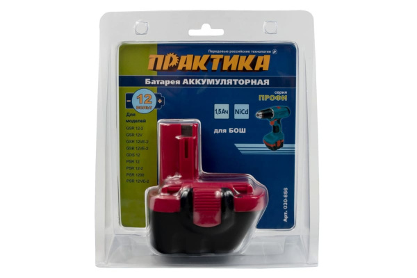 Аккумулятор (12 В; 1.5 А*ч; NiCd) для инструментов BOSCH блистер ПРАКТИКА 030-856