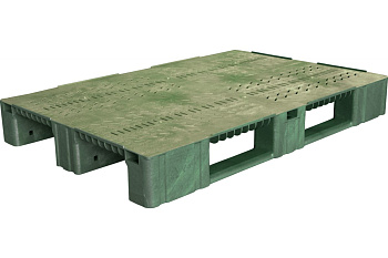 Перфорированный паллет на 3-х полозьях, зеленый, 1200х800х150 мм Тара.ру 09315