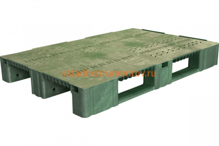 Перфорированный паллет на 3-х полозьях, зеленый, 1200х800х150 мм Тара.ру 09315