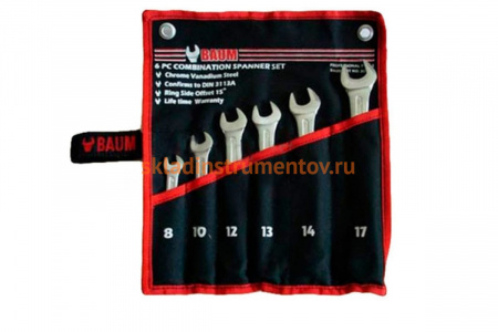 Набор комбинированных ключей BAUM 8 предметов, 7-19 мм 30-08М