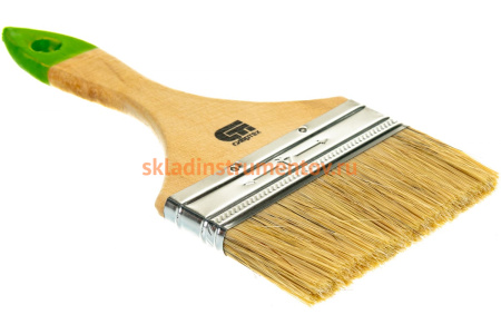 Плоская кисть, 100 мм натуральная щетина, деревянная ручка СИБРТЕХ 82266