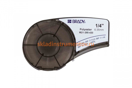 Лента 6.35мм/6.4м, полиэстер, черный на прозрачном Brady M21-250-430 brd139755